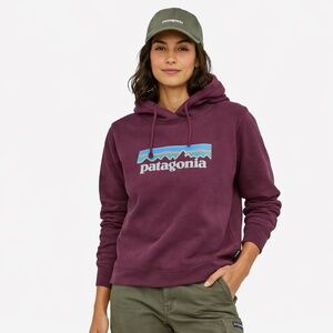 Patagonia Logo Hoodie Maroon/Purple Women’s Small Pullover Sweatshirt